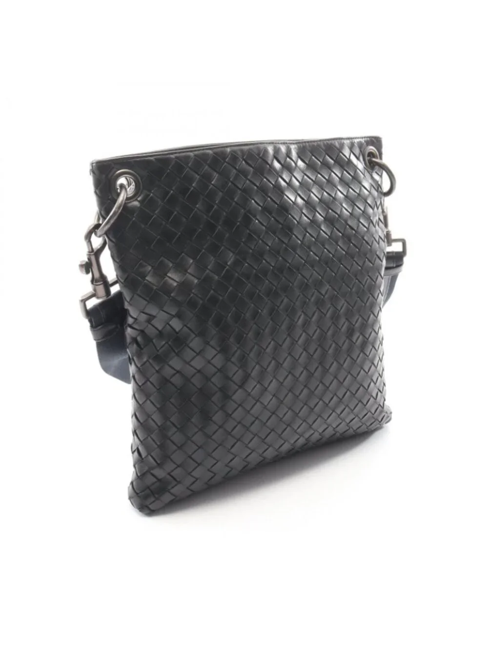 Bottega Veneta Shoulder Bag Intrecciato Black Navy Leather